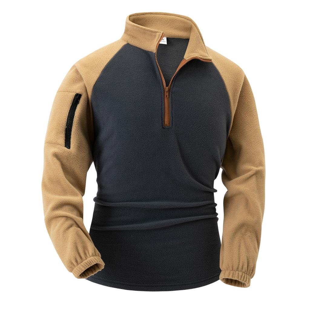 Men's Stand Collar Half Zipper Long Sleeve Arm Zipper Sweatshirt Pullover For Menswear