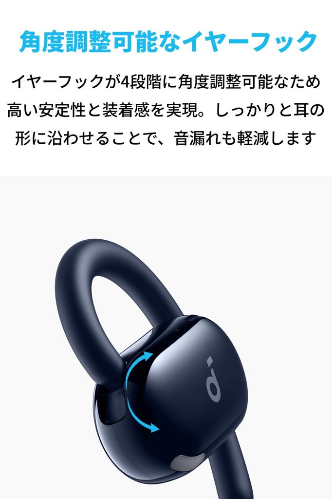 Беспроводные наушники Anker Soundcore V20i со стандартом защиты от пыли и воды IP55, до 36 часов воспроизведения, темно-синий (Блютуз 5,4) [Открытое ухо / / /