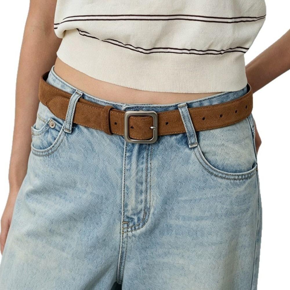 Minimalist Suede Belt PU Leather Decorative Belt Casual Belt For Jeans Skirts Pants Dresses