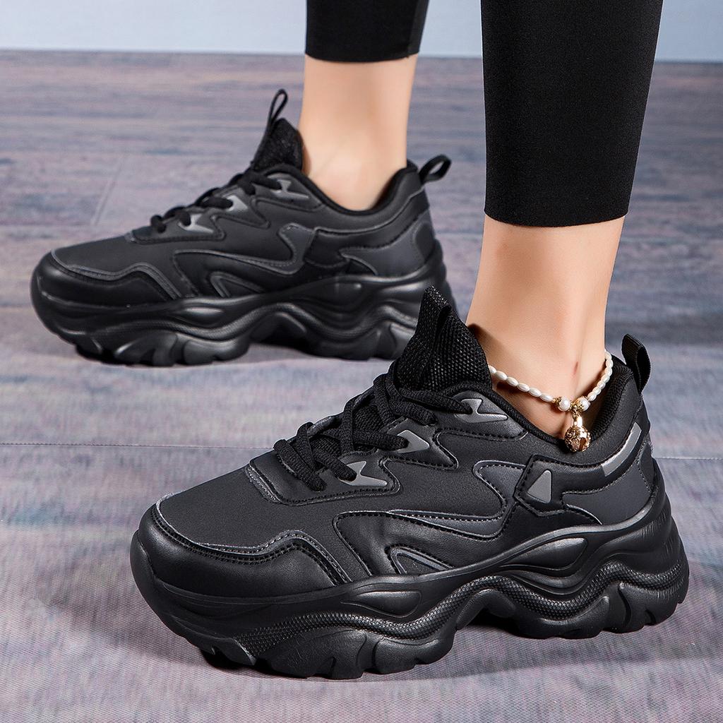 Women New Fashion Platform Sport Shoes Women 2025 New Summer Casual Chunky Sneakers Women Leather Platform Shoes