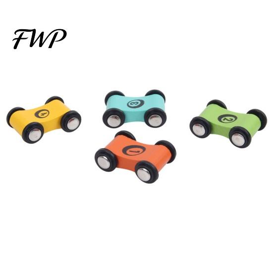 Educational Learning Toys for Kids Wooden Mini Race Car Toddlers, Pull Back Vehicle with Number Safe Solid Wood Preschool Vehicles Cognition, Hand-Eye