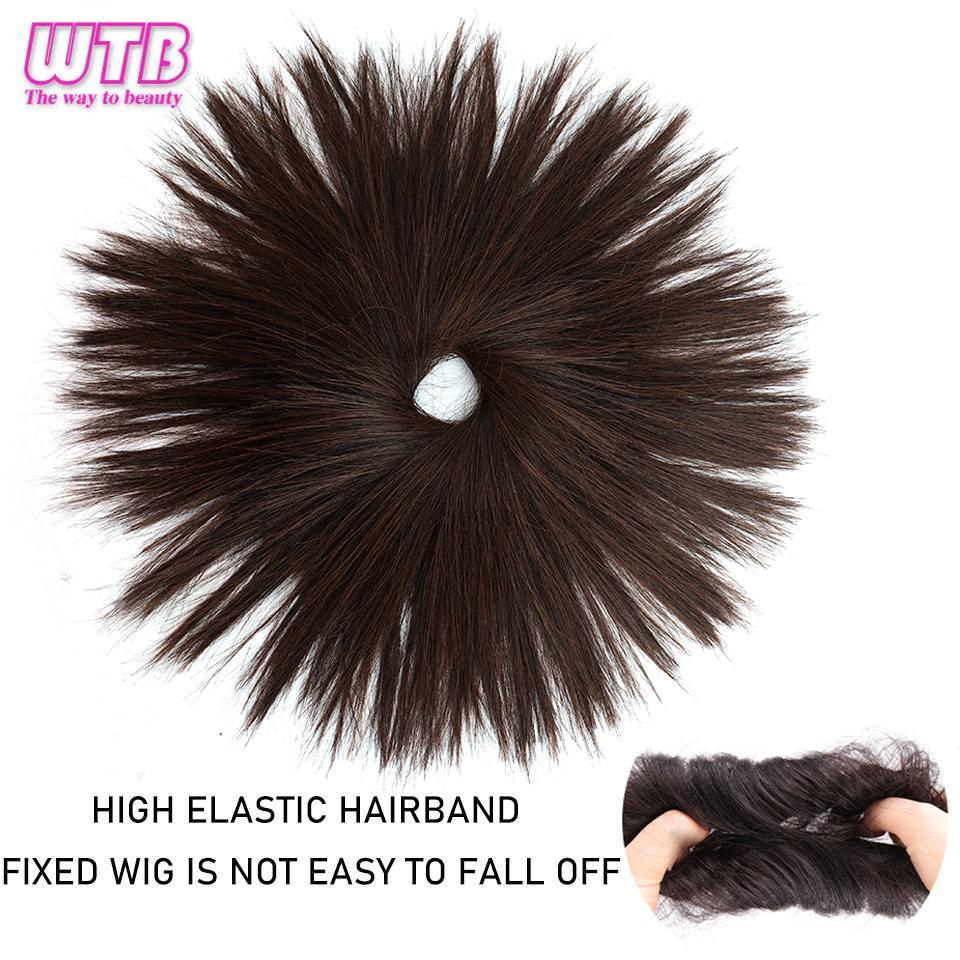 Synthetic Hair Bun Extensions Messy Straight Hair Band Elastic Chignon Scrunchy Wrap Updo False Hair Pieces for Women Hair