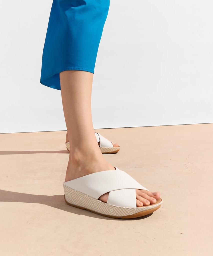 Женские шлепанцы Fitflop Lulu Lux с графическим плетением из кожи - Урбан Уайт (Ft64K2D221)