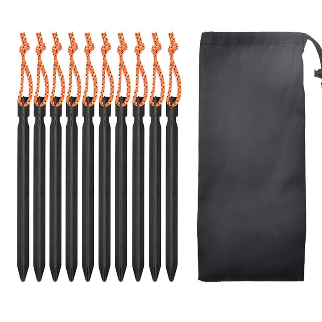 10Pcs Aluminum Alloy Heavy-Duty Camping Tent Pegs with Wind Rope Outdoor Ground Anchors Nails for Tent Stakes