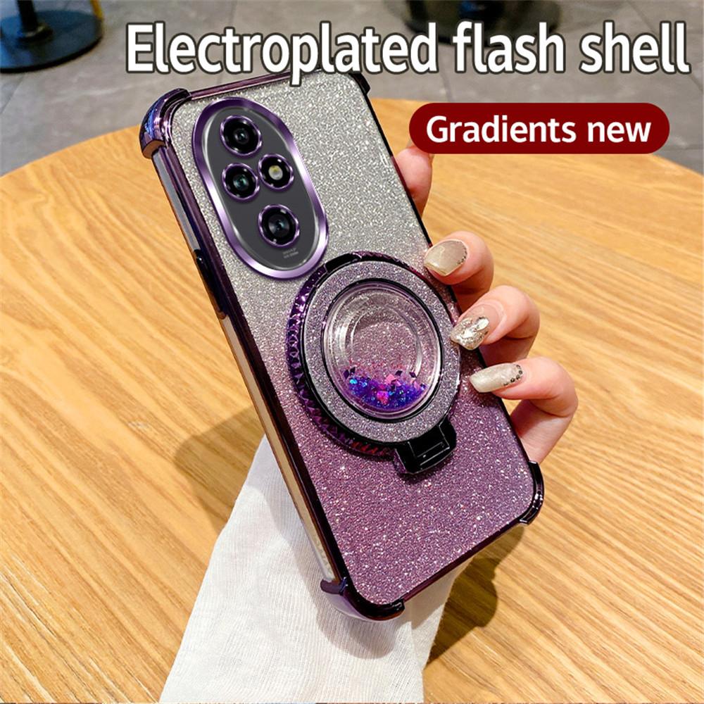 Магнитная подставка-перетекающий песок Чехол для телефона для Honor 200 100 90 80 70 60 50 Pro Градиент Глиттер Ударопрочный Мягкий Силиконовый Чехол-подставка