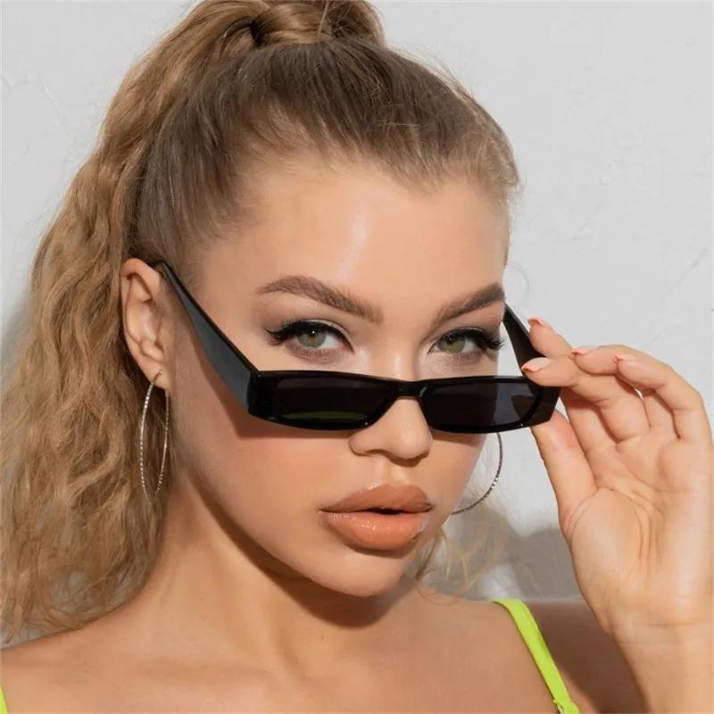 Small Rectangle Sunglasses Women Men Retro Narrow Frame Leopard Vintage Square Sun Glasses Punk Cat Eye