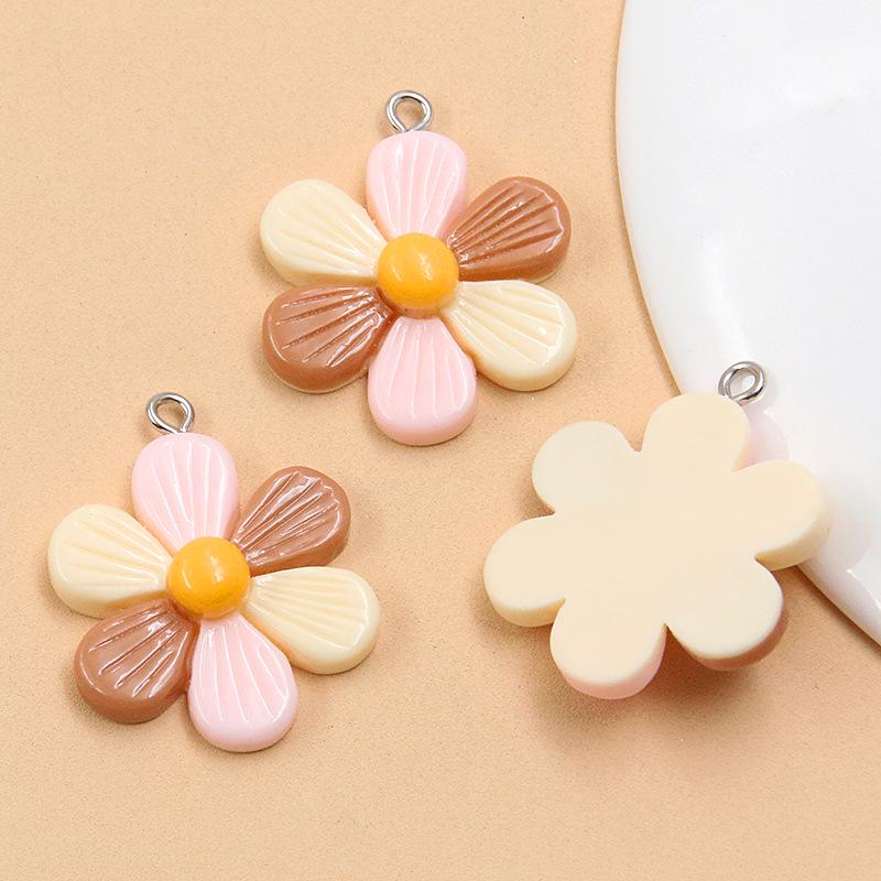 5 Color Resin Flower Charms: 24x30mm for Bags, Necklaces, Bracelets, and Phone Accessories