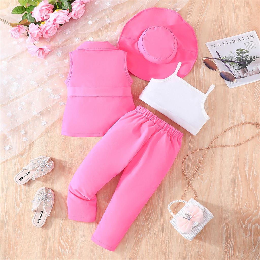 Летний детский костюм брюки девочка костюм + шапка мода 4 комплекта