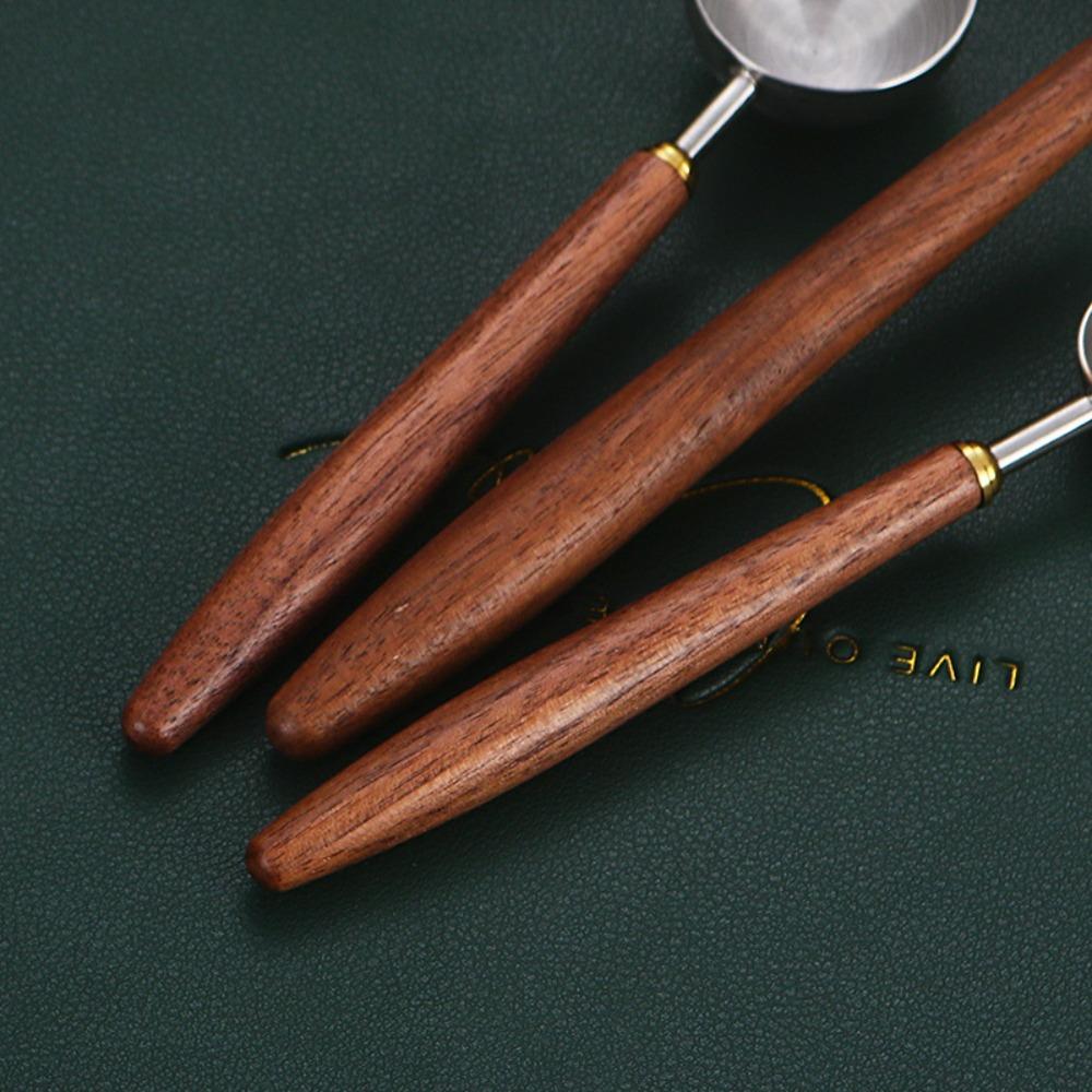 Мерная ложка для кофейного порошка с ручкой из орехового дерева. Совок для кофе из нержавеющей стали 304 для выпечки.