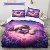 Purple Shih Tzu Pattern Bedding Home Decoration Birthday Gift (1 * duvet cover + 2 * pillowcase, without core)