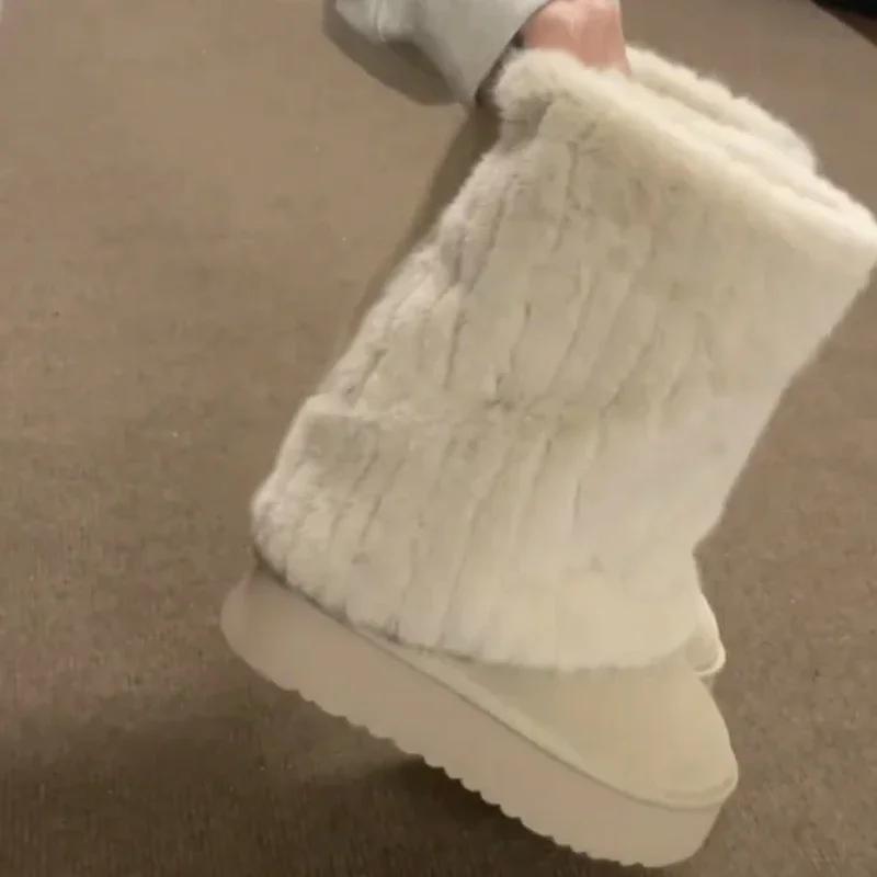 Женские модные плюшевые зимние ботинки Теплые Увеличение Толстая подошва Нескользящие Корейские Простые Повседневные Короткие ботинки De Mujer