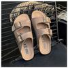 Мода 2024 года, летние женские тапочки из пробки с двумя пряжками, сандалии из коровьей замши на плоской подошве для женщин, ретро-модные садовые мюли-сабо