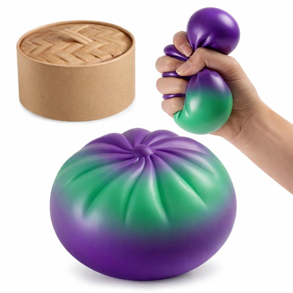 Rainbow Color Steamed Bun Squeeze Toy Soft Cute Fidget Sensory Toy Children Gift
