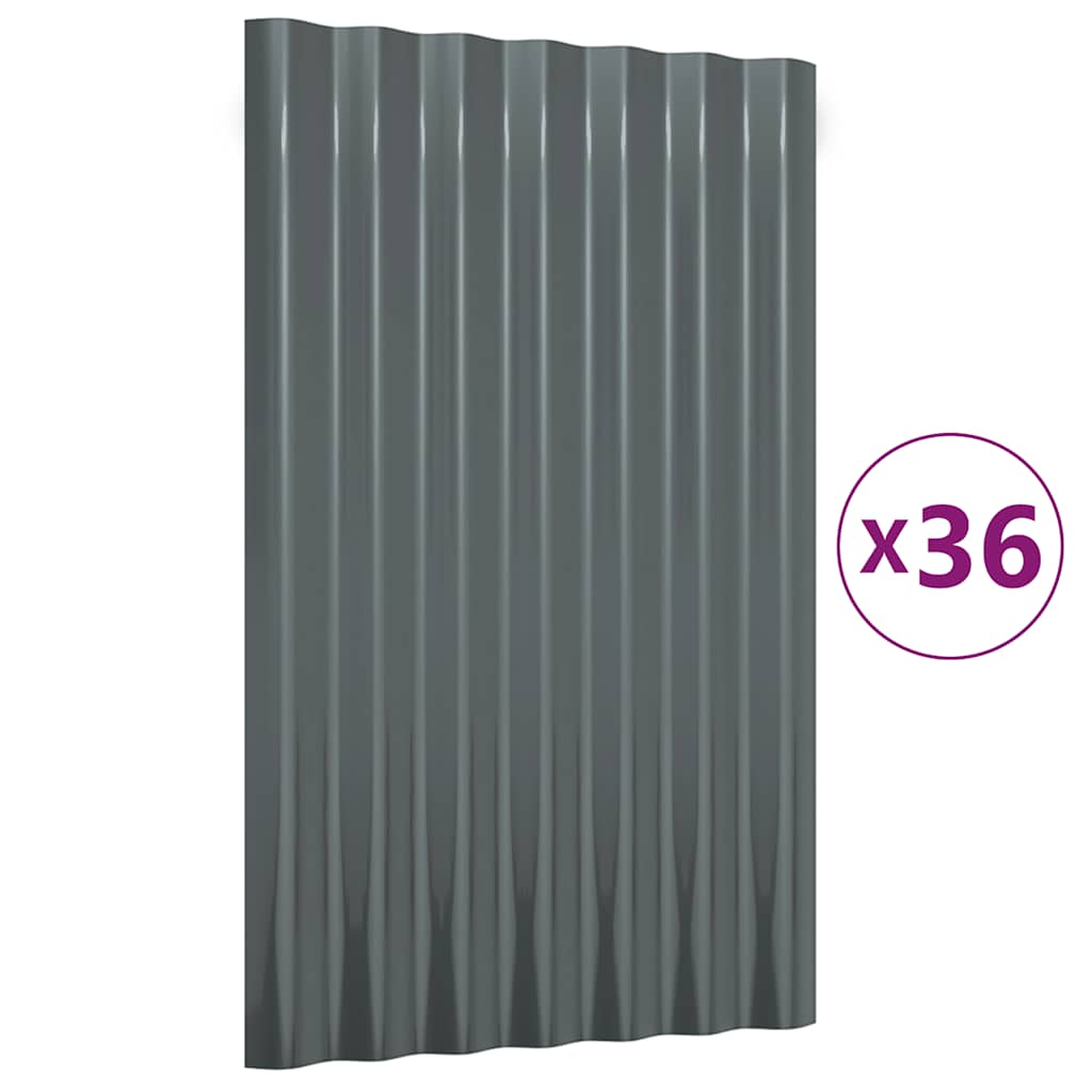 Roof Panels 36 pcs Galvanized Steel Anthracite 60 x 36 cm
