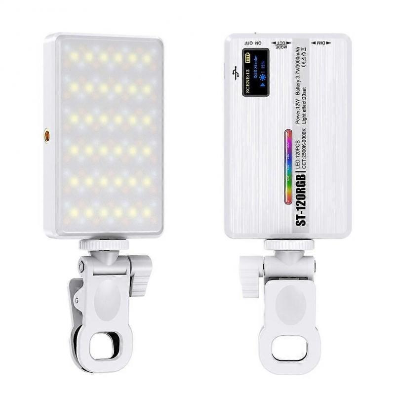 Bi-Color LED Selfie Light with Clip 3000mAh Rechargeable Battery Ideal for Video Conferences, Vlogs, and Laptop Use