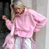 Женские Топы Толстовки Французский Простой Ленивый Модный Женский Спортивный Свитер Осень и Зима Новый Однотонный Верхняя Одежда