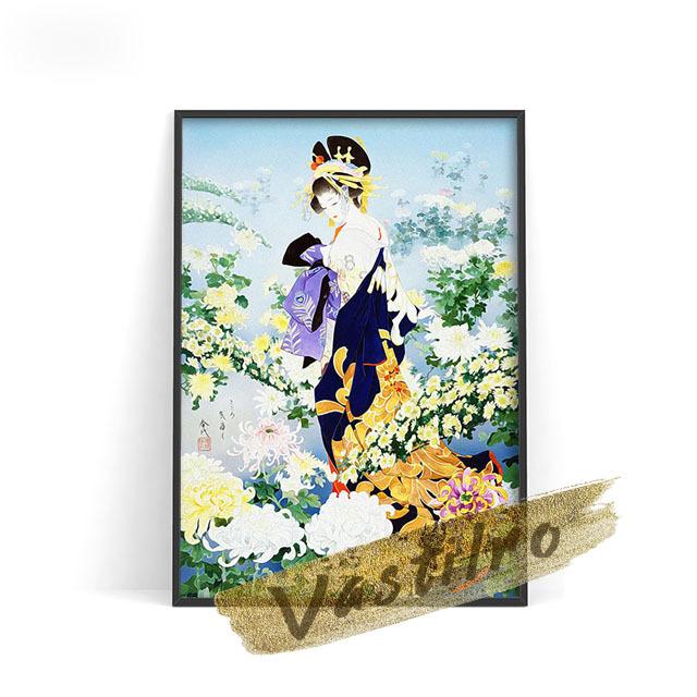 Морита Харухико, постер японского традиционного костюма и дизайн кимоно, любительская коллекция, стена красоты Укиеэ