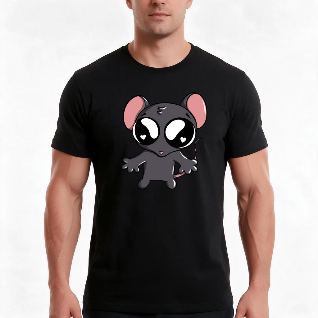 Dark Grey Ratling Cute Tshirt Summer Casual Cotton Tee Oversized Streetwear Tops Vintage Graphic Print Unisex Unisex Unisex