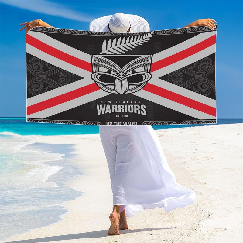 Пляжное полотенце с принтом New Zealand Warriors, большое, мягкое, быстросохнущее, для пляжа, кемпинга, плавания