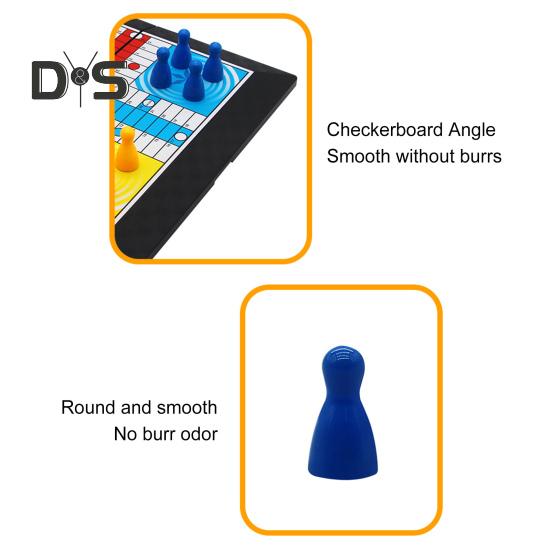 1 Set 4 Players Flying Chess Game with Folding Chessboard 16 Chess Pieces Dice Travel Kids Adults Family Night Interactive Classic Strategy Game