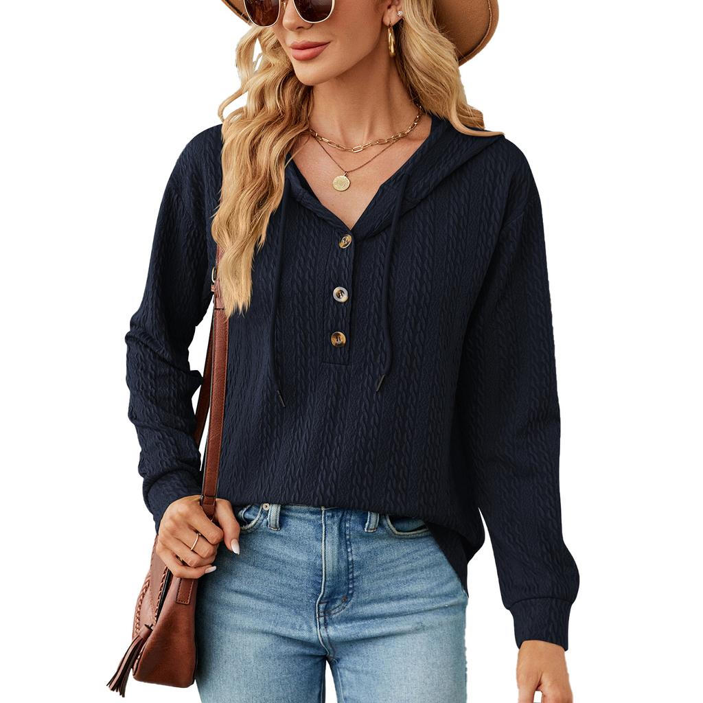 JKASHDK Женские модные повседневные осенне-зимние однотонные блузки и рубашки с v-образным вырезом и длинным рукавом с принтом