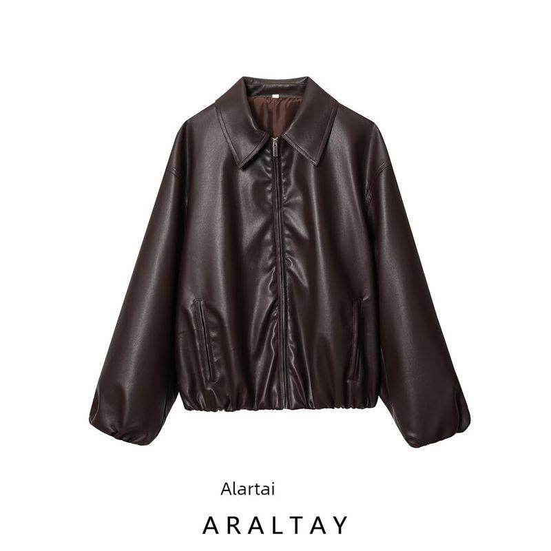 Araltay New Arrival Fashion Style Women's Clothing Fashion All-Match Minimalist Imitation Leather Pilot Jacket Outwear 4341736