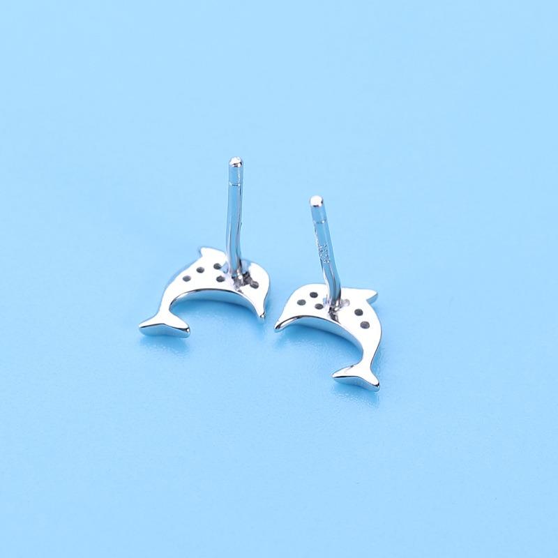 Ocean Style Silver Earrings Feminine Earrings Korean Long Personalized Dolphin-shaped Earrings