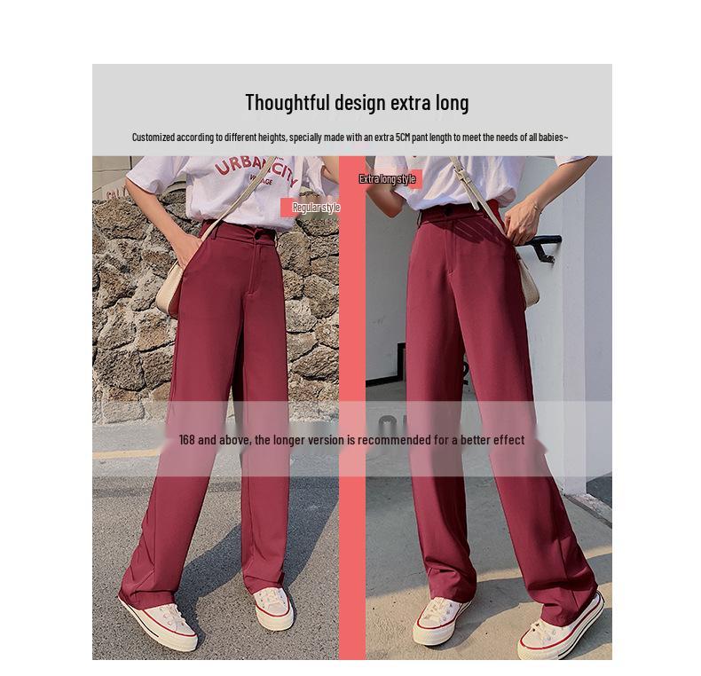 Women's High Waist Wide Leg Ice Silk Trousers - Slimming, Casual, Black, Floor-Length