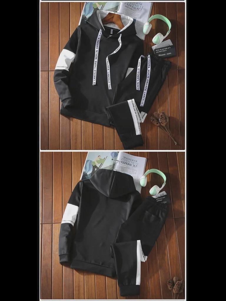 Мужской модный повседневный костюм на весну и осень: Модный спортивный комплект в корейском стиле: куртка и свитер