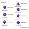 7 Pcs Purple White Squid Metal Dice Hollow Metal Polyhedral Dice Set Suitable for Role-Playing RPG  Board Game Card Game