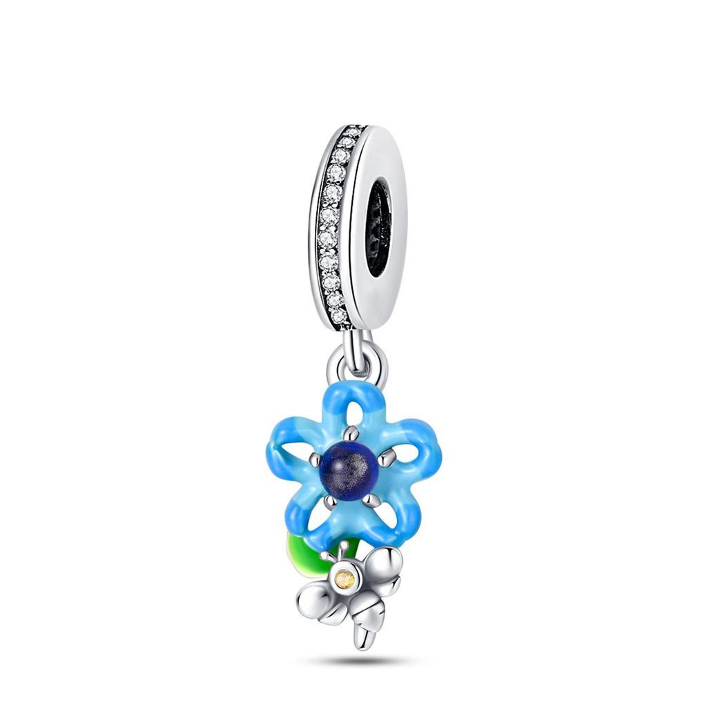 S925 Silver 925 Silver Flower Butterfly Pendant Beaded Bracelet Necklace DIY Jewelry Making Kit