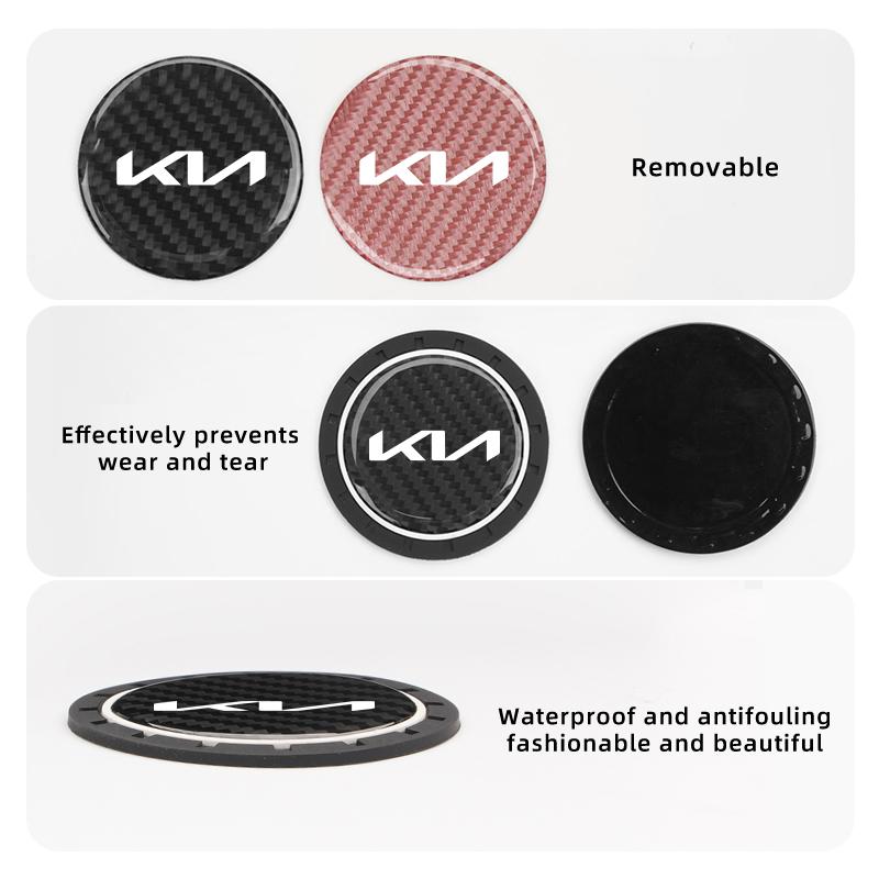 CNR2 1/2pcs Car Silicone Coasters Water Cup Pads Non-Slip Mats For KIA Stinger Optima Cerato Soul Venga Forte Spectra Sedona