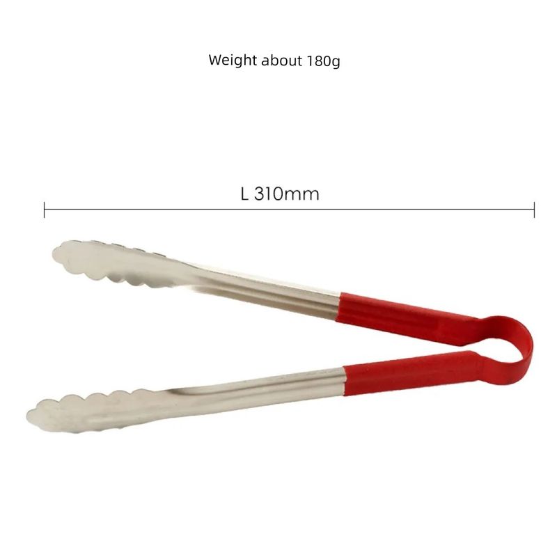 Thickened Stainless Steel Tongs, Bread Tongs, Barbecue Tongs, Rubber-Handled Hanging Food Tongs, 10-12- 14-16inch Plum Blossom Tongs