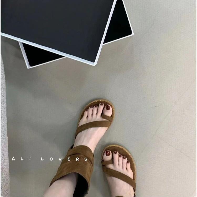 Support Customized Temperament Hollow Toe Herringbone Cool Boots Women's 2025 Summer Versatile Niche Sleeve Comfortable Sandals