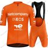 Комплект велосипедной формы Team Netcompany-INEOS Белый Черный Оранжевый Велосипедная одежда Мужская Летние Рубашки для Шоссейного Велосипеда Костюм Велосипедные Шорты с Подтяжками