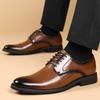 Fashion Classic Male Wedding Footwear Men's Leather Lace-Up Oxford Shoes Formal Business Dress Shoes Comfortable Slip-Resistant Flats