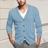 Мужская повседневная однобортная модная куртка-кардиган с длинными рукавами на пуговицах