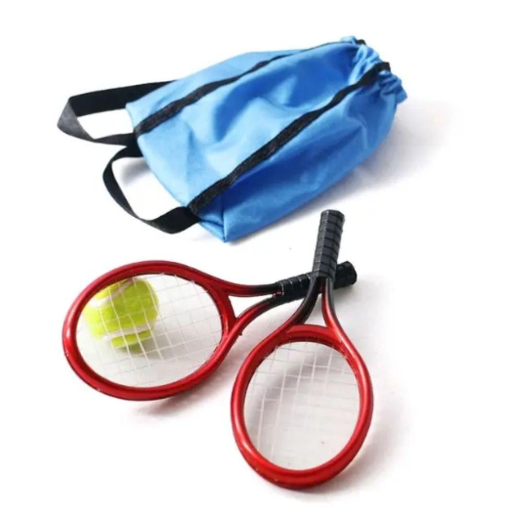 Mini Dollhouse Accessories Tennis Diy Dollhouse Miniature Tennis Model Set Children
