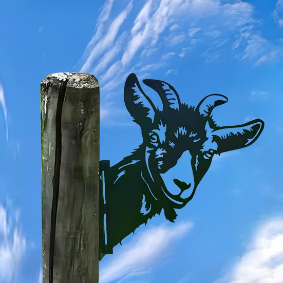 Peeping Animal Sign Weather-proof Heavy Duty Outdoor Garden Patio Yard Lawn Metal Donkey Horse Cow Sheep Dog Pig Lion Silhouette Decoration Ornament