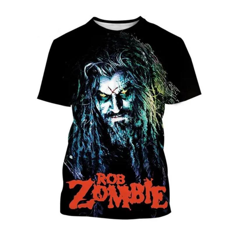 Rob Zombie 3D Печать Футболки Рок-певец Уличная мода Мужчины Женщины Мода Оверсайз Короткий рукав Футболка Детские Футболки Топы Мужская Одежда