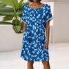 Women's Fashion Short Sleeve Dress With Pockets Floral Print Casual Beach Dress