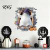 Bat Wall Stickers for Halloween Stickers, 3D Broken Effect with Ghost Skeleton Pumpkin Decals, Self-Adhesive Waterproof Decor Mural Living Room