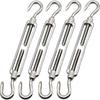 Turnbuckle Stainless Steel Wire Hook Fixing Bracket for Wire Rope, Set of 4 (M4 Double Hook)