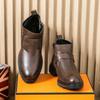 Повседневная мужская кожаная обувь Осень и Зима Стиль с высоким верхом Уличная мода Вечеринка Повседневная Деловая и Офисная обувь Черный Новый Горячий