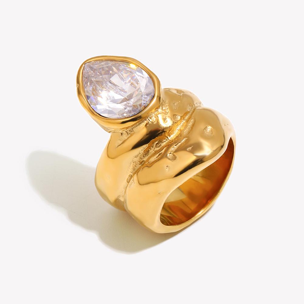 E.B.belle Stainless Steel Trendy Statement Double-layer Water Droplet Zircon Gold Plated Tarnish Free For Jewelry Decoration