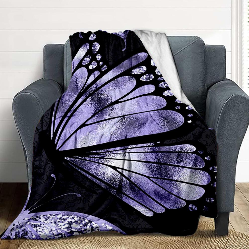 Purple Butterfly Flannel Blanket Throw Blanket Soft Warm Sofa Bed Camping Car home Decor Unique Christmas Gift C9302696