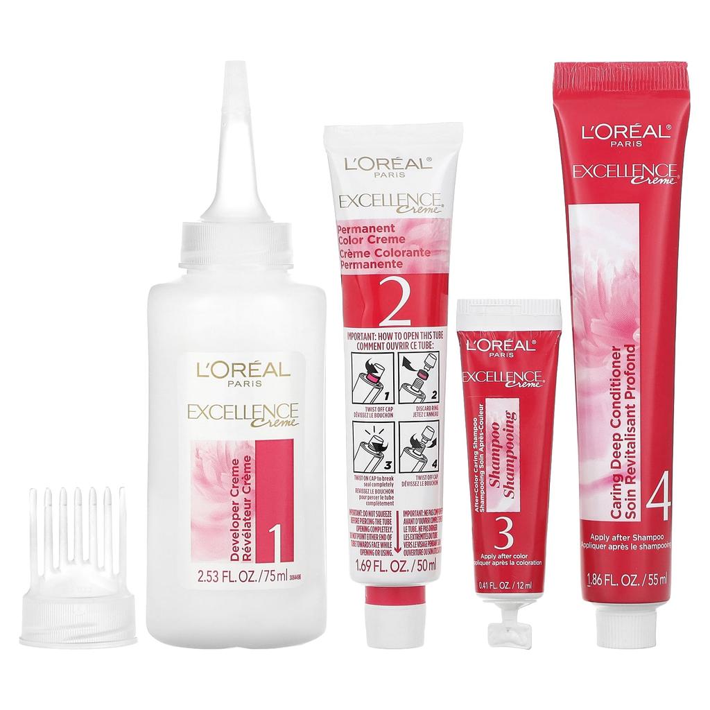L'Oréal, Excellence Cream, цвет Triple Care, темно-русый, 7 типов, 1 нанесение