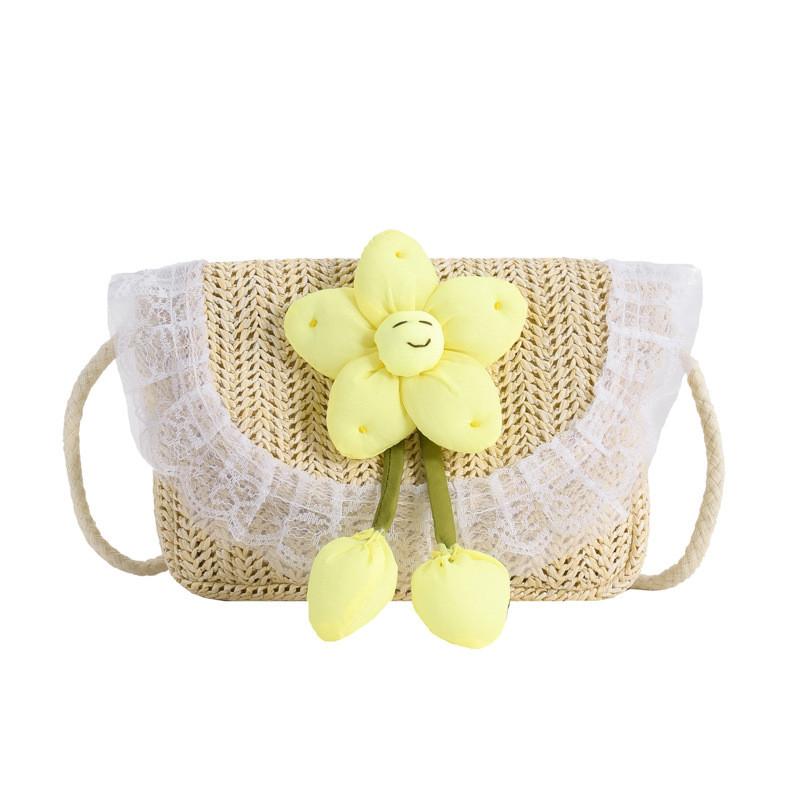 Kids Straw Basket Bag For Girls With Breathable Durability For Daily Outings