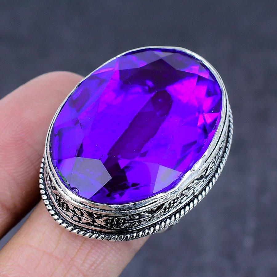 Natural Pink Amethyst Gemstone Handmade 925 Steling Silver Gift Ring Size 9 t3I19
