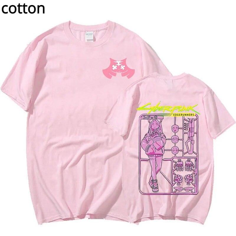 Футболка японского аниме Cyberpunk Edgerunners Rebecca Unisexga, футболка с короткими рукавами и рисунком, футболка большого размера, винтажные футболки, уличная одежда
